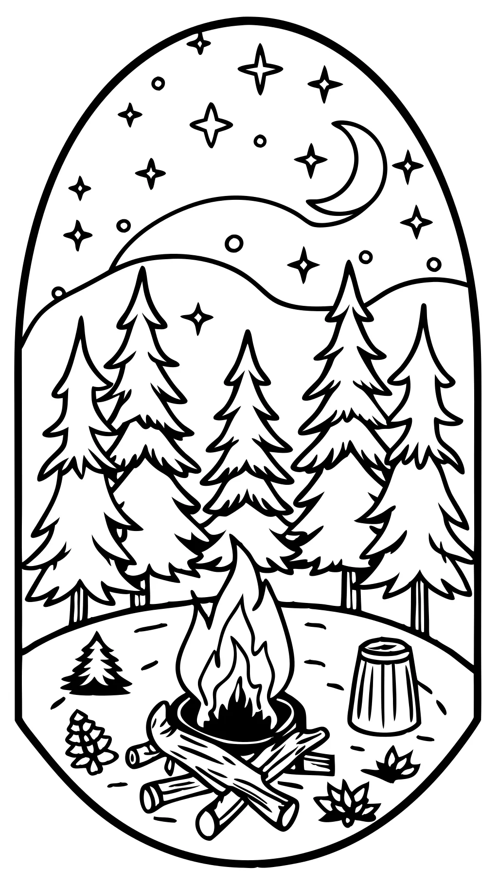 coloring page campfire